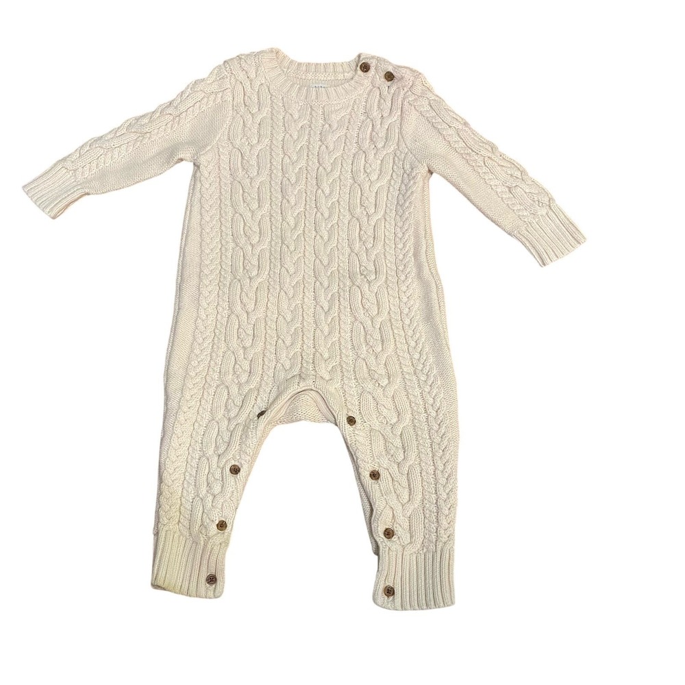 Baby Gap 6-12 Month Girl Boy Gender Neutral Cream Cable Knit Romper Sweater